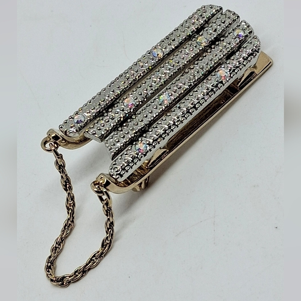 * Vintage Lady Remington Winter Sled Pin Brooch